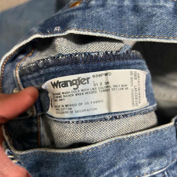 Wrangler 936PWD Cowboy Cut Slim Fit Jeans Mens 31x36 Denim High Rise Straight - Picture 3 of 9